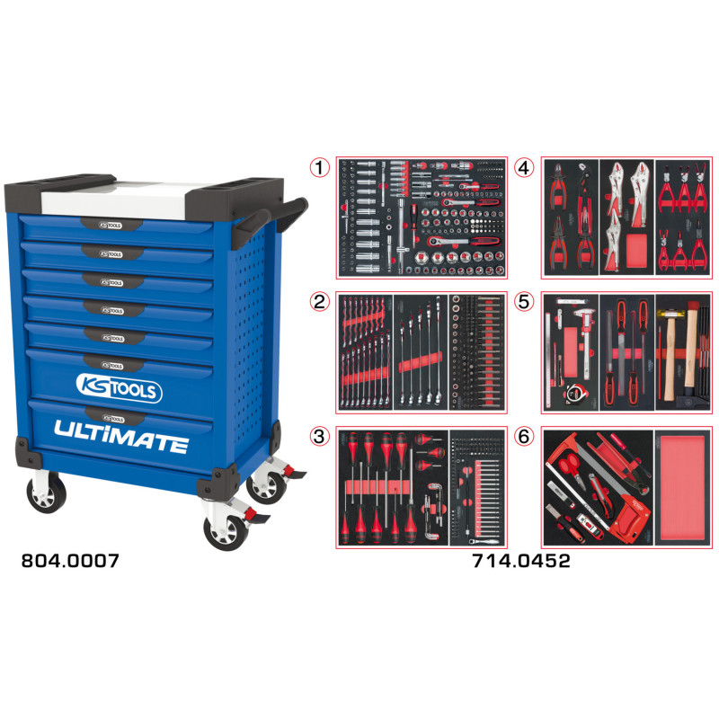 Servante Ultimate Bleue 7 Tiroirs Équipée De 455 Outils