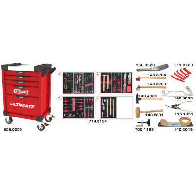 Servante Ultimate 5 Tiroirs Avec Composition DOutils Pour La Carrosserie, 166 P