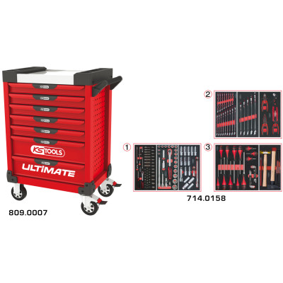 Servante Ultimate Rouge 7 Tiroirs Équipée De 158 Outils