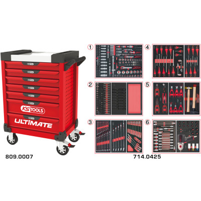 Servante Ultimate Rouge 7 Tiroirs Équipée De 429 Outils