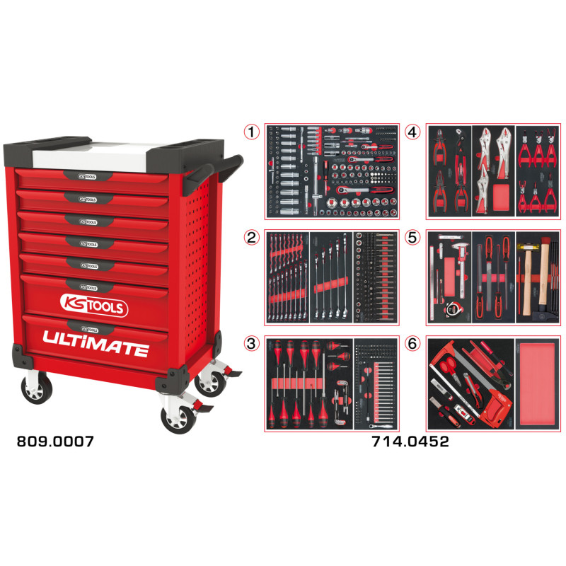 Servante Ultimate Rouge 7 Tiroirs Équipée De 455 Outils