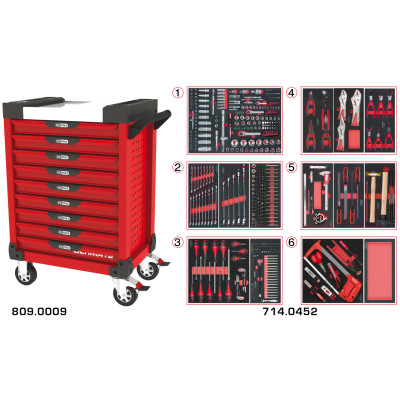 Servante Ultimate Rouge 9 Tiroirs Équipée De 455 Outils