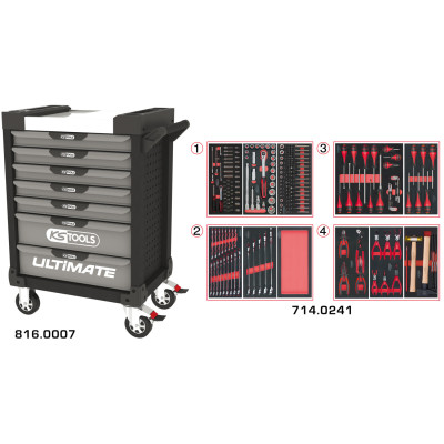 Servante Ultimate Grise Et Noire 7 Tiroirs Équipée De 241 Outils