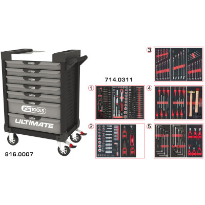 Servante Ultimate Grise Et Noire 7 Tiroirs Équipée De 311 Outils