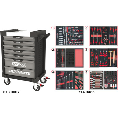 Servante Ultimate Grise Et Noire 7 Tiroirs Équipée De 429 Outils