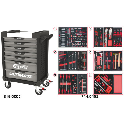 Servante Ultimate Grise Et Noire 7 Tiroirs Équipée De 455 Outils