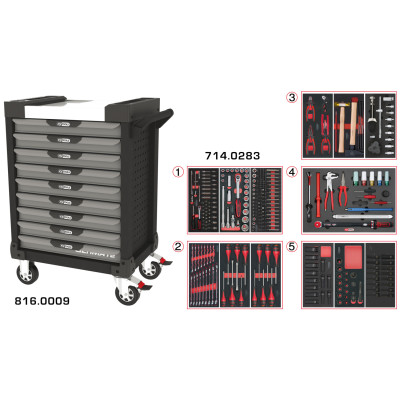 Servante Ultimate Grise Et Noire 9 Tiroirs Équipée De 283 Outils