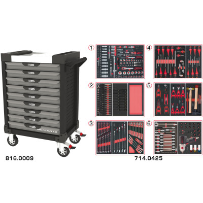 Servante Ultimate Grise Et Noire 9 Tiroirs Équipée De 429 Outils