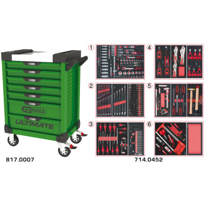 Servante Ultimate Verte 7 Tiroirs Équipée De 455 Outils