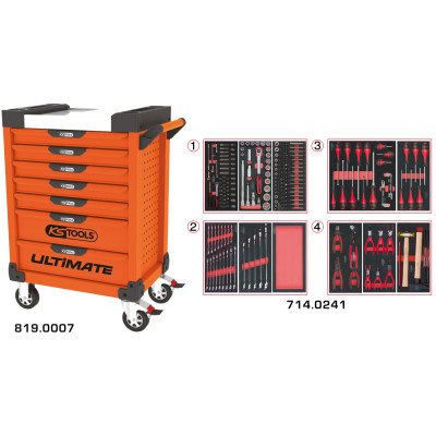 Servante Ultimate Orange 7 Tiroirs Équipée De 241 Outils