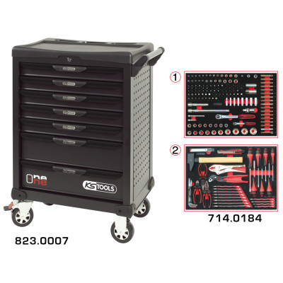 Servante One By One 7 Tiroirs Équipée De 184 Outils