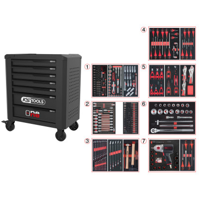 Servante One By One 7 Tiroirs Équipée De 337 Outils