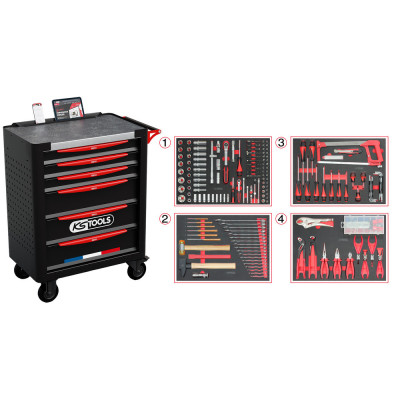 Servante D'Atelier 6 Tiroirs Fabriquée En France, Équipée De 265 Outils