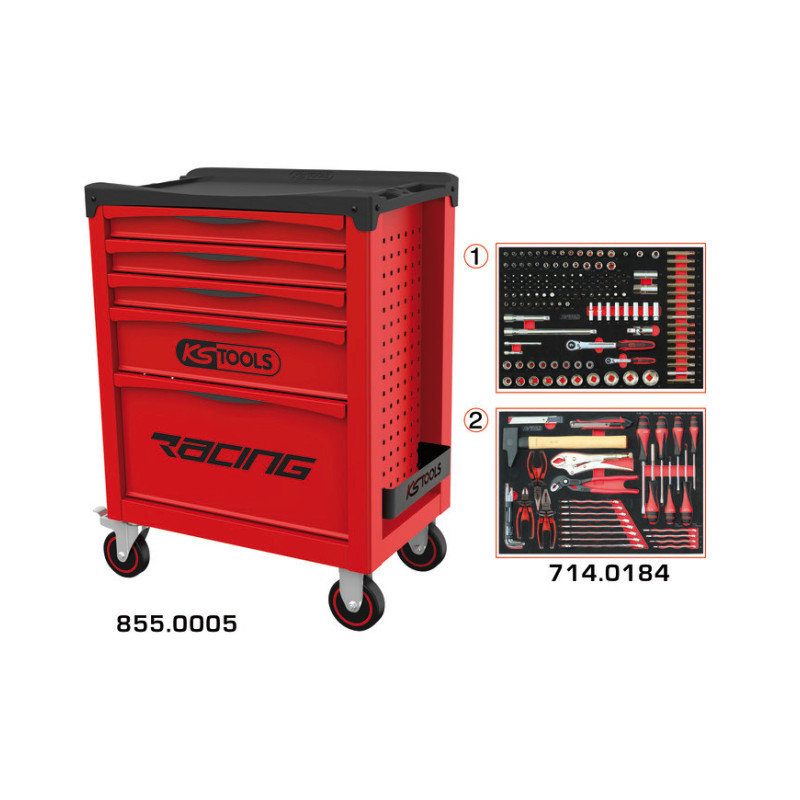 Servante Racing 5 Tiroirs Équipée De 184 Outils