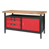 Etabli Professionnel D'Atelier 1 Porte Et 3 Tiroirs, L. 1,5M