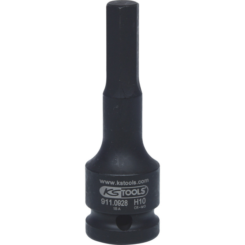 Douille Tournevis À Chocs 6 Pans 1/2'', L.75 mm - 10 mm - Sur Carte