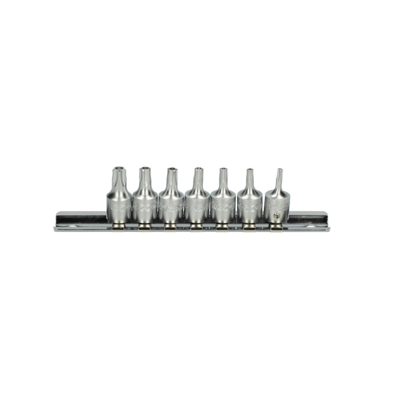 Jeu De 7 Douilles Tournevis Ultimate 5 Pans Percé 1/4'' Sur Rail, Ts10-Ts40