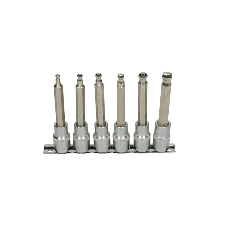 Rail De 6 Douilles Tournevis À Tête Sphérique, 1/2'' - L.110 mm - 5 À 12 mm