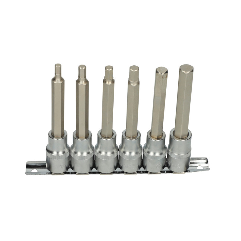 Rail De 6 Douilles Tournevis 6 Pans, L.110 mm - 1/2'' - 5 À 12 mm