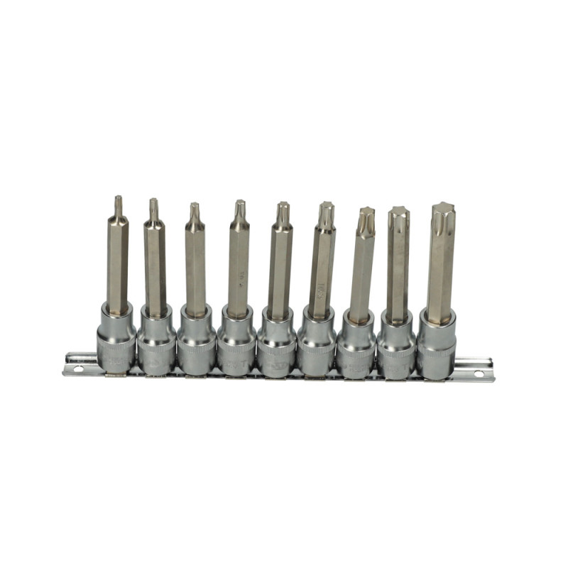 Rail De 9 Douilles Tournevis 1/2'' Torx®, T20 À T60, L.110 mm