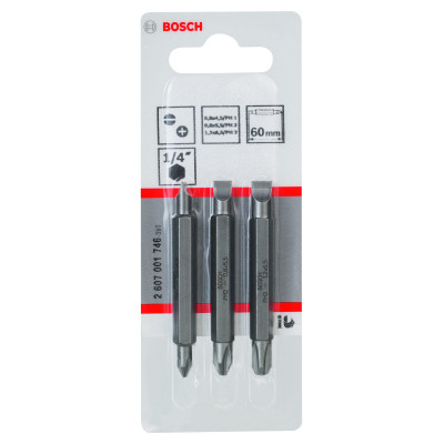 Pack De 3 Embouts De Tournevis Doubles S 0,6X4,5, S 0,8X5,5, S 1,2X6,5 Ph1, Ph2,