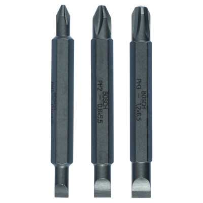 Pack De 3 Embouts De Tournevis Doubles S 0,6X4,5, S 0,8X5,5, S 1,2X6,5 Ph1, Ph2,