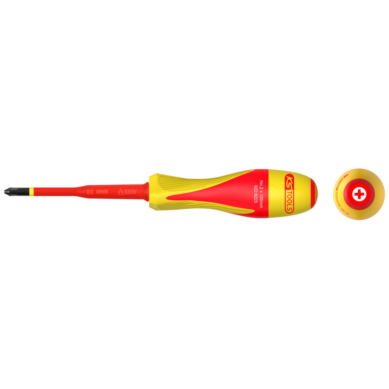 Tournevis Phillips® Bi-Matière Isolé 1000V, Ph2 Pour Borniers Électriques