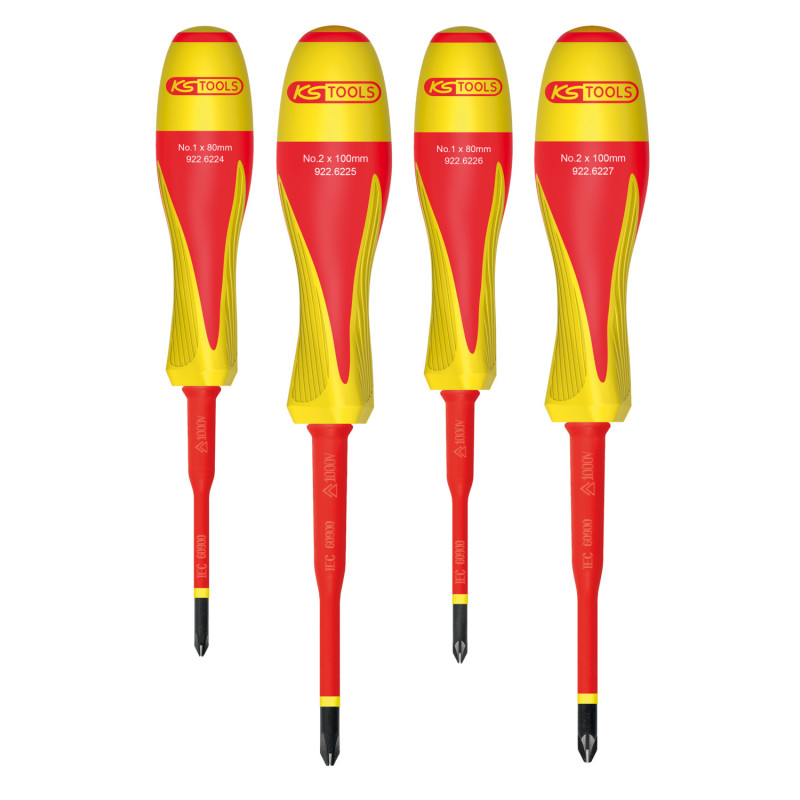Jeu De Tournevis Bi-Matière Isolés 1000V Pour Borniers Électriques, 4Pcs