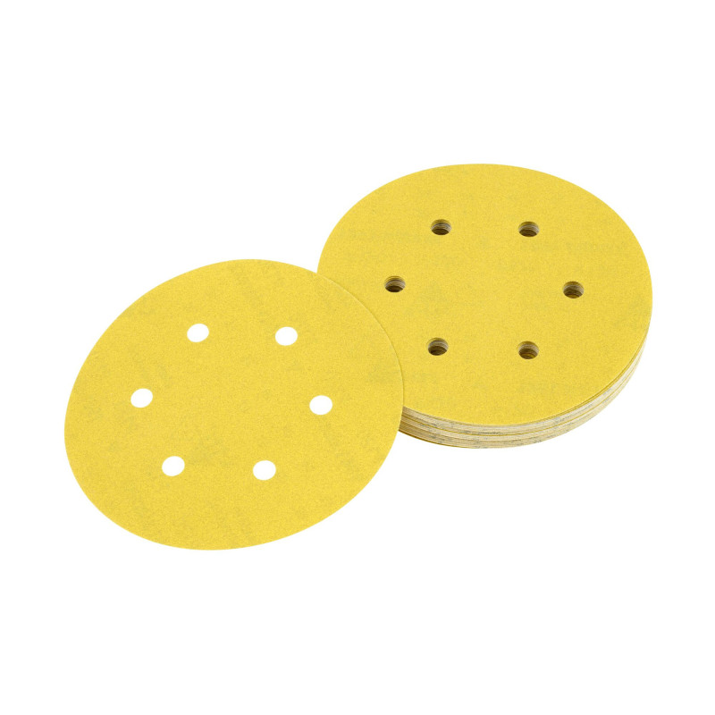 Disque Abrasif Velcro Pour Ponceuses Excentriques Grain 120 - 6 Perforations Ø 1