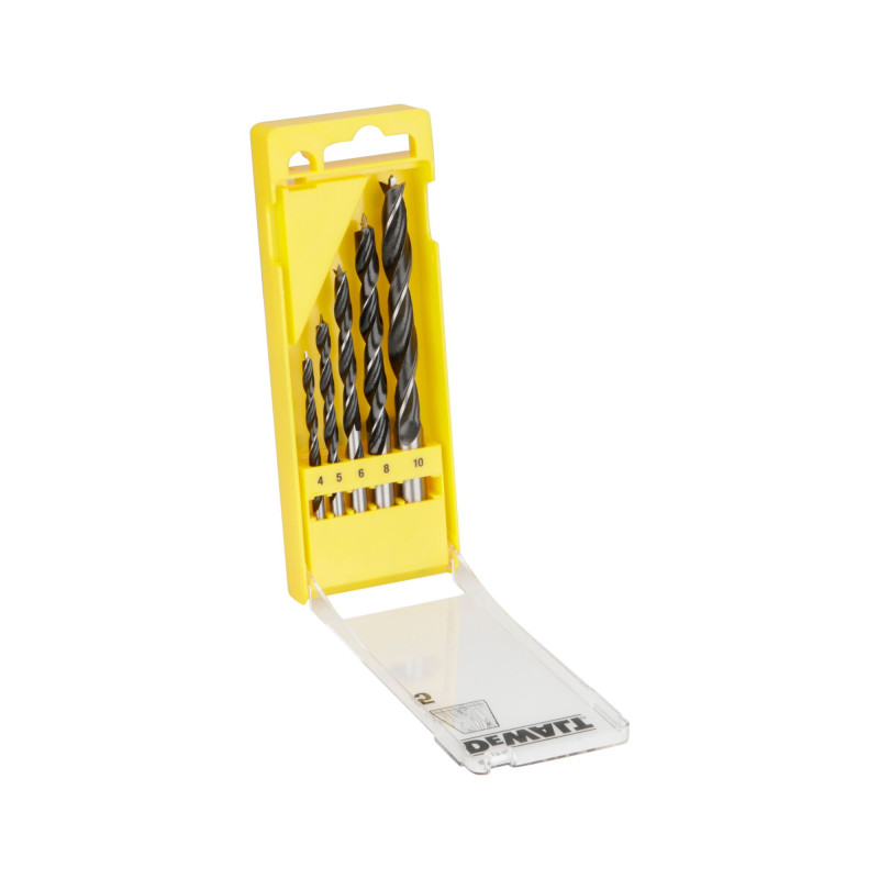 Coffret Plastique De 5 Mèches À Bois 3 Pointes Diamètres : 4,5,6,8,10Mm