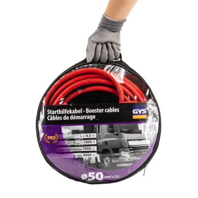 Cables Demarrage 1000A - 2X4,5M - Ø50Mm² - Pinces Isolées