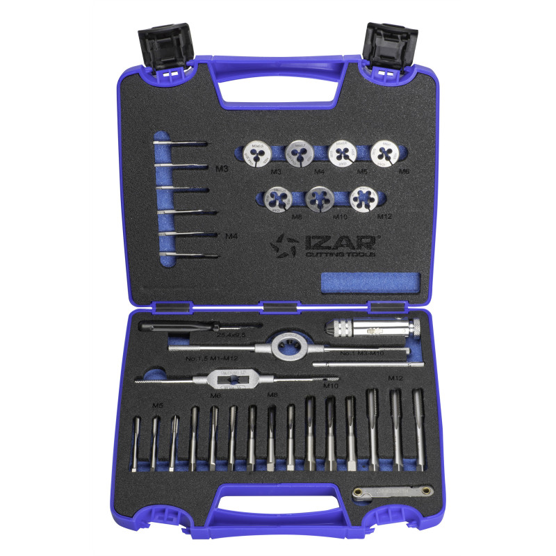 Jeu Tarauds-Filieres À Main - 3406 - M3-M12 + Combi (Mod. 0) 33 Pcs. Iso 529