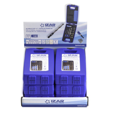 Jeu Mix - 1461 - Expo Box-Pallet 6 Sets Mixtos Brocas Hexagonales Madera + Punta