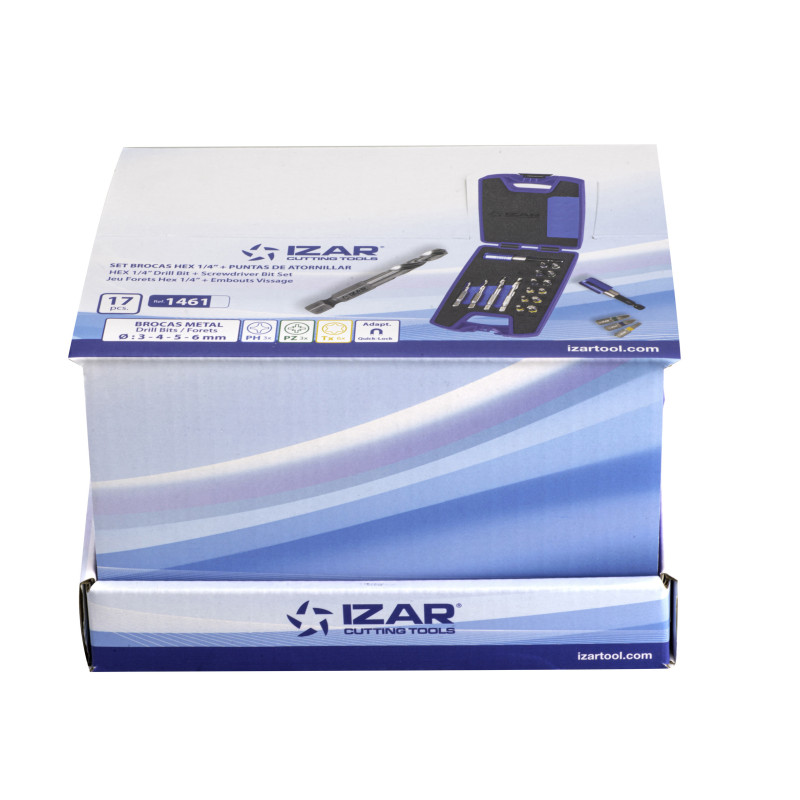 Jeu Mix - 1461 - Expo Box-Pallet 6 Sets Brocas Hexagonales Metal + Puntas Atorni