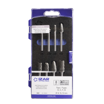 Jeu Fraises Limes Rotatives Carbure - 9201 - Set 08 Pcs (D-C-F-B)