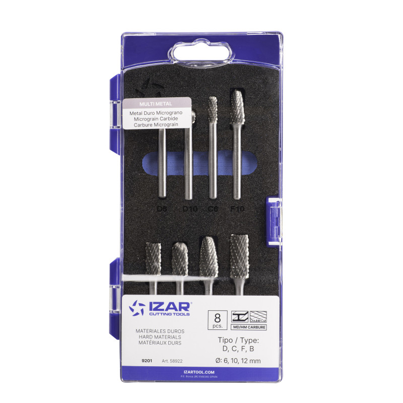 Jeu Fraises Limes Rotatives Carbure - 9201 - Set 08 Pcs (D-C-F-B)