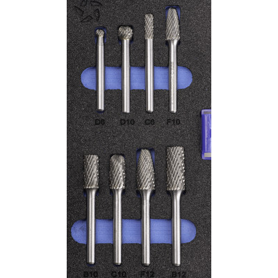 Jeu Fraises Limes Rotatives Carbure - 9201 - Set 08 Pcs (D-C-F-B)