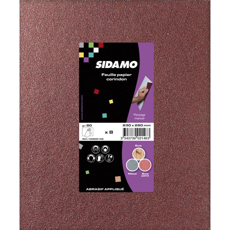 Lot De 8 Feuilles Papier Corindon 230X280 Grain 80