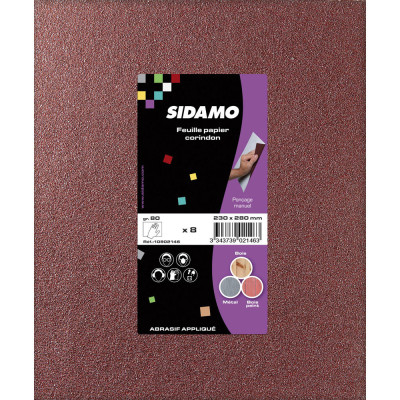 Lot De 8 Feuilles Papier Corindon 230X280 Grain 150