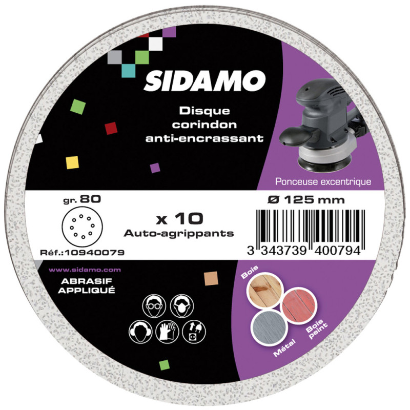 Lot 10 Disques Auto-Agri.D125 Perf.8 Tr.Cor.Bl.Anti-Enc.Gr80