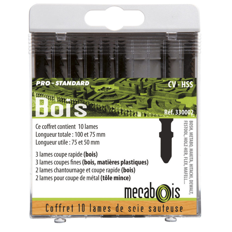 Coffret 10 Lames Scie Sauteuse Attache En T