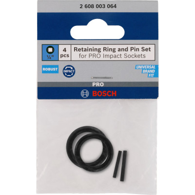 Retaining Ring And Pin Set For Pro Impact Socket, 1/4", 4 Pces