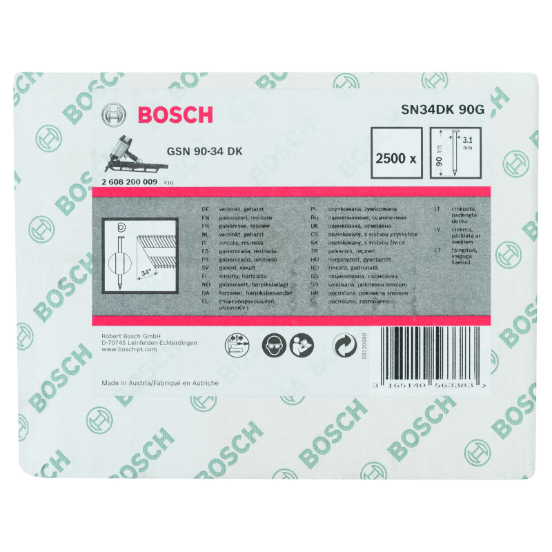 Clou En Bande Tête D Sn34Dk 90G 3,1 mm, 90 mm, Galvanisé, Lisse Galvanisés