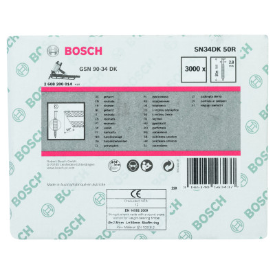 Clou En Bande Tête D Sn34Dk 50R 2,8 mm, 50 mm, Métallique, Rainuré Brillants