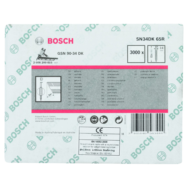 Clou En Bande Tête D Sn34Dk 65R 2,8 mm, 65 mm, Métallique, Rainuré Brillants