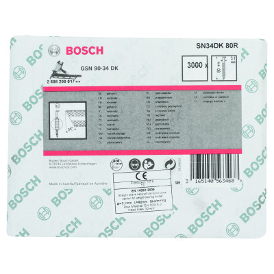 Clou En Bande Tête D Sn34Dk 80R 3,1 mm, 80 mm, Métallique, Rainuré Brillants