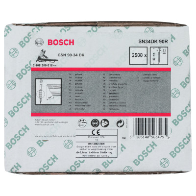 Clou En Bande Tête D Sn34Dk 90R 3,1 mm, 90 mm, Métallique, Rainuré Brillants