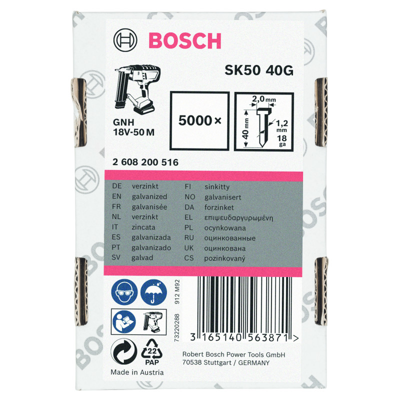 Pointe À Tête Fraisée Sk50 40G 1,2 mm, 40 mm, Galvanisé Version Galvanisée