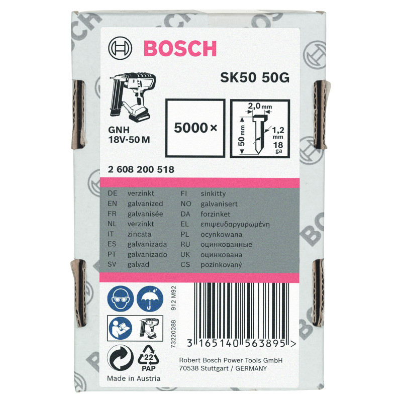 Pointe À Tête Fraisée Sk50 50G 1,2 mm, 50 mm, Galvanisé Version Galvanisée