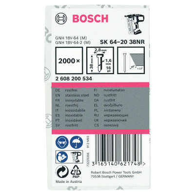 Pointe À Tête Fraisée Sk64 20Nr 38 mm, Acier Inoxydable Version Inoxydable